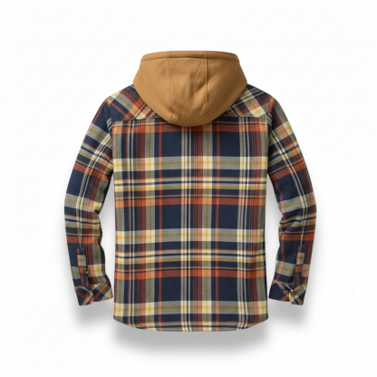 Casual Plaid Patchwork Hooded Jacket For Men