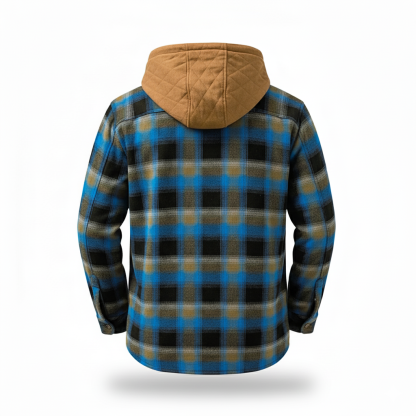 Casual Plaid Patchwork Hooded Jacket For Men