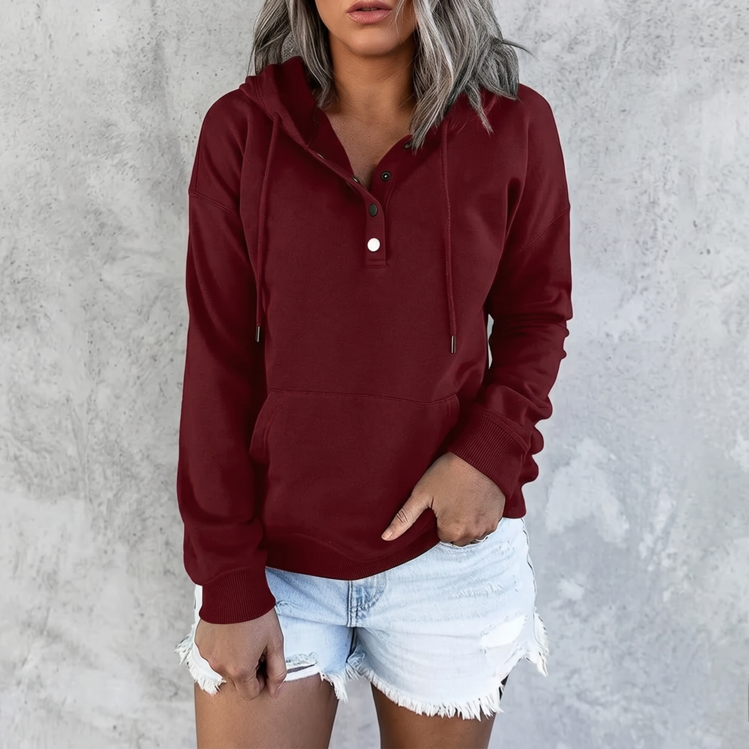 Casual Long Sleeve Sweatshirts With Button Collar For Women