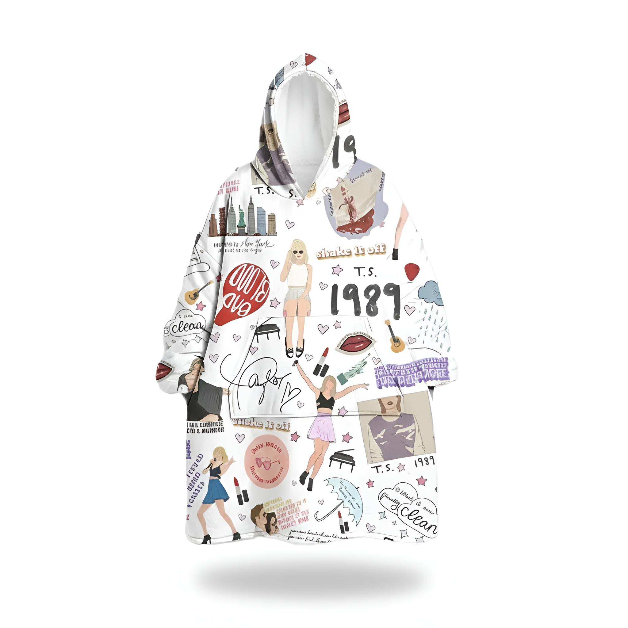 Pop Icon Inspired Printed Oversized Hoodie Blanket