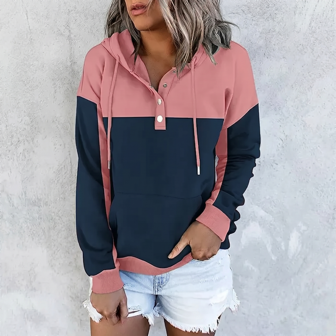 Casual Long Sleeve Sweatshirts With Button Collar For Women
