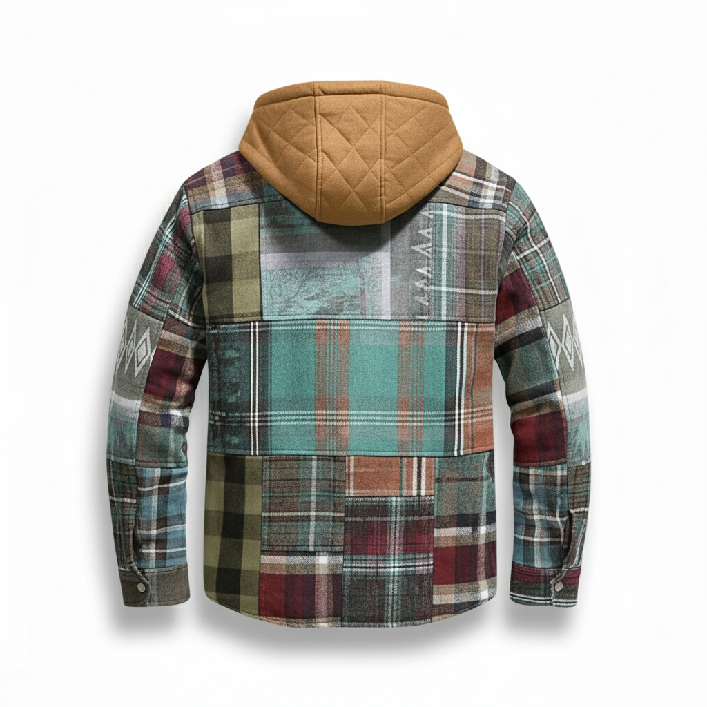 Casual Plaid Patchwork Hooded Jacket For Men