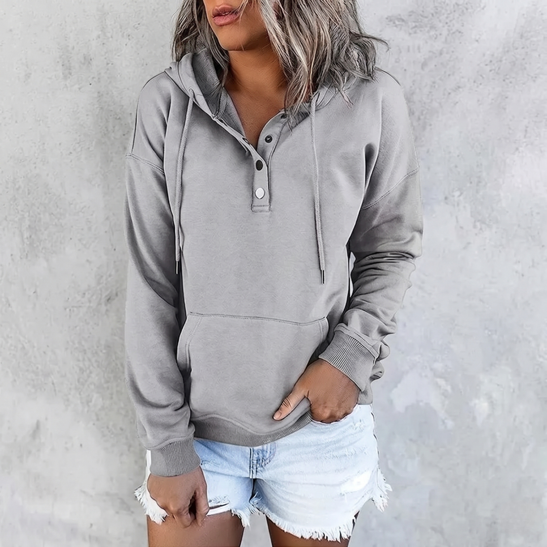 Casual Long Sleeve Sweatshirts With Button Collar For Women
