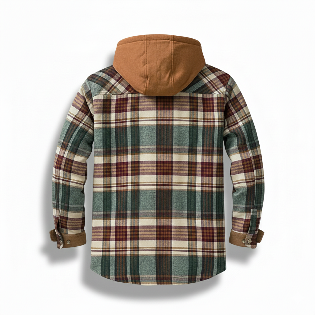 Casual Plaid Patchwork Hooded Jacket For Men