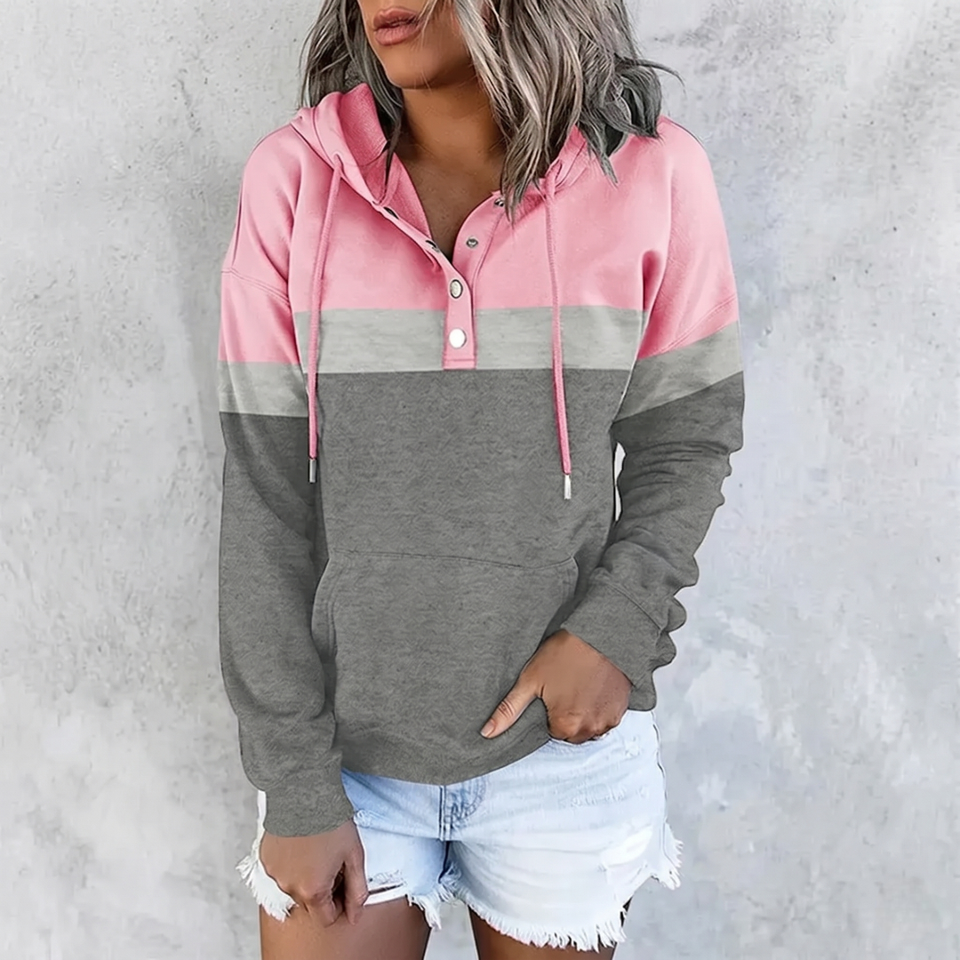 Casual Long Sleeve Sweatshirts With Button Collar For Women