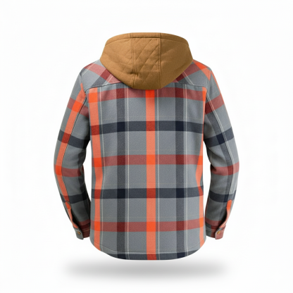 Casual Plaid Patchwork Hooded Jacket For Men