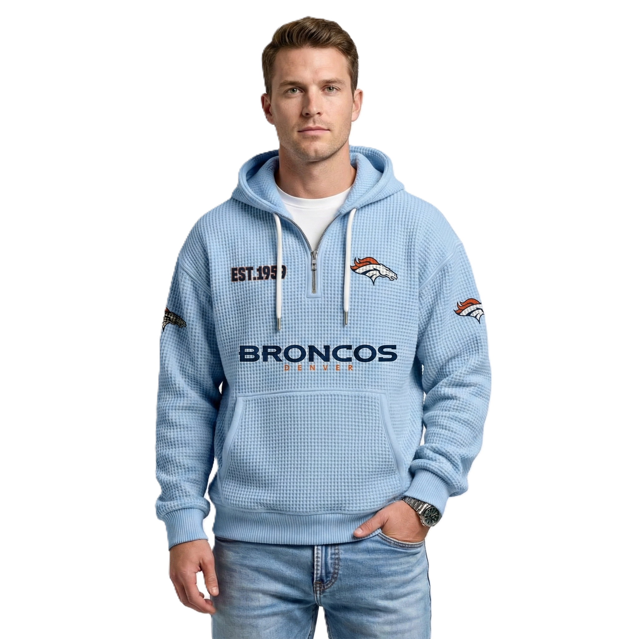 Broncos EST 1959 Waffle Quarter Zip Hoodie