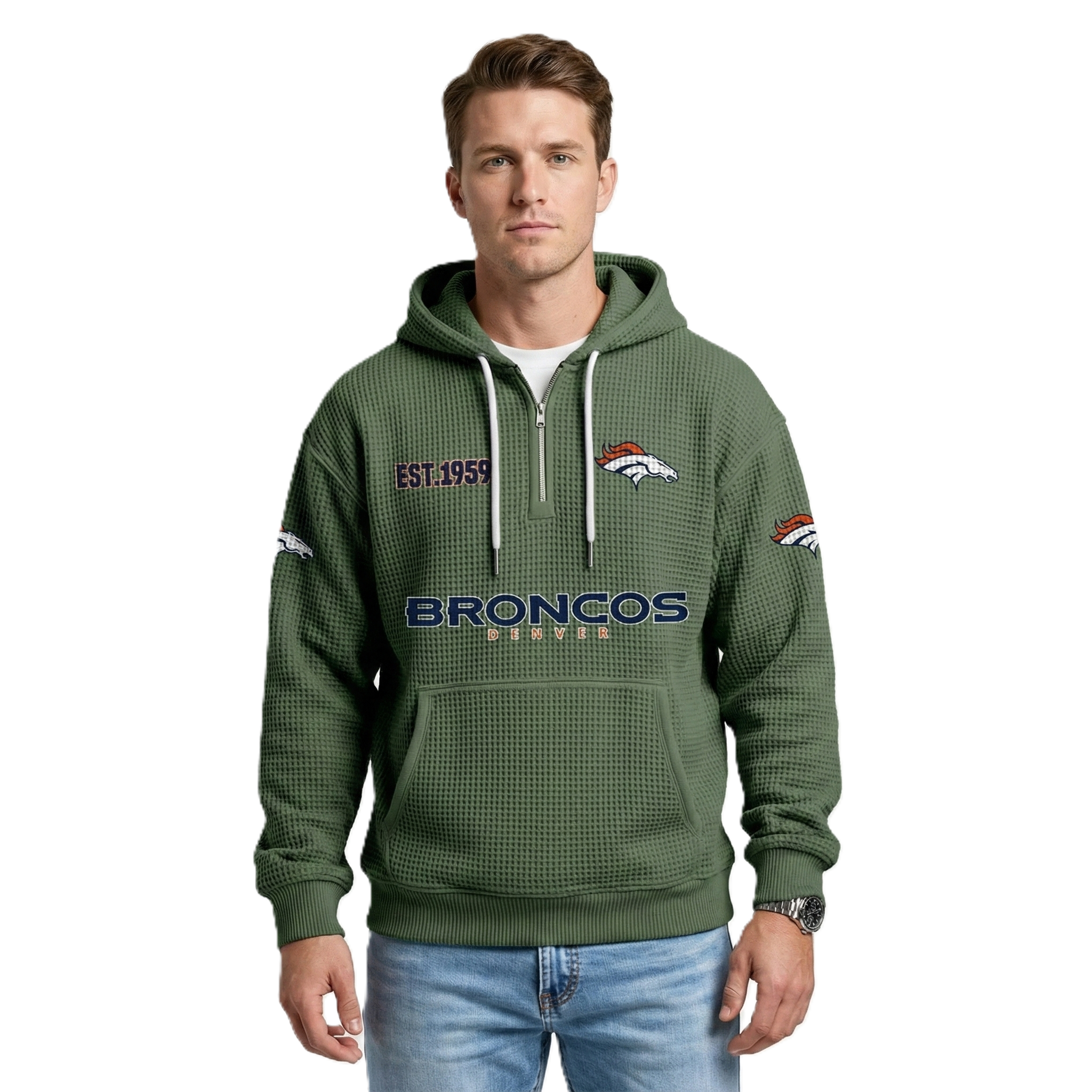 Broncos EST 1959 Waffle Quarter Zip Hoodie