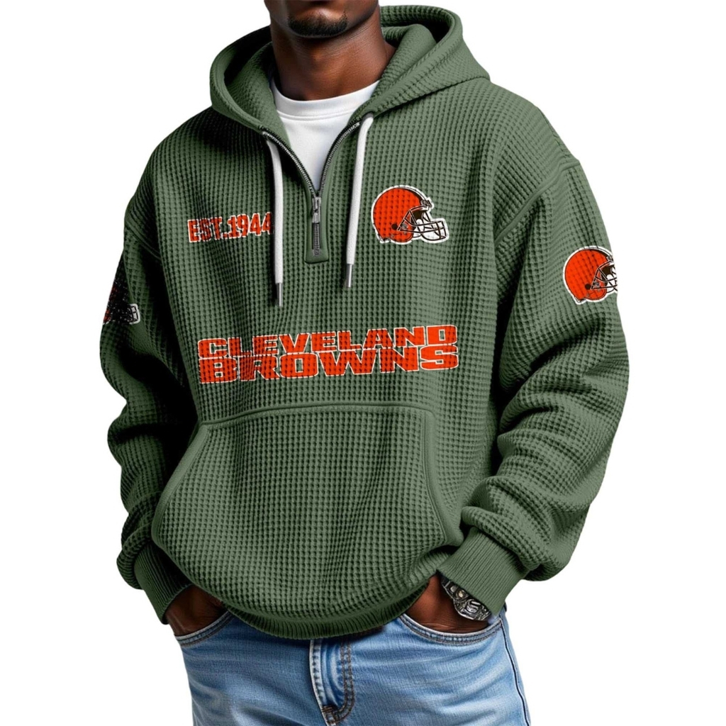Browns EST 1944 Waffle Quarter Zip Hoodie