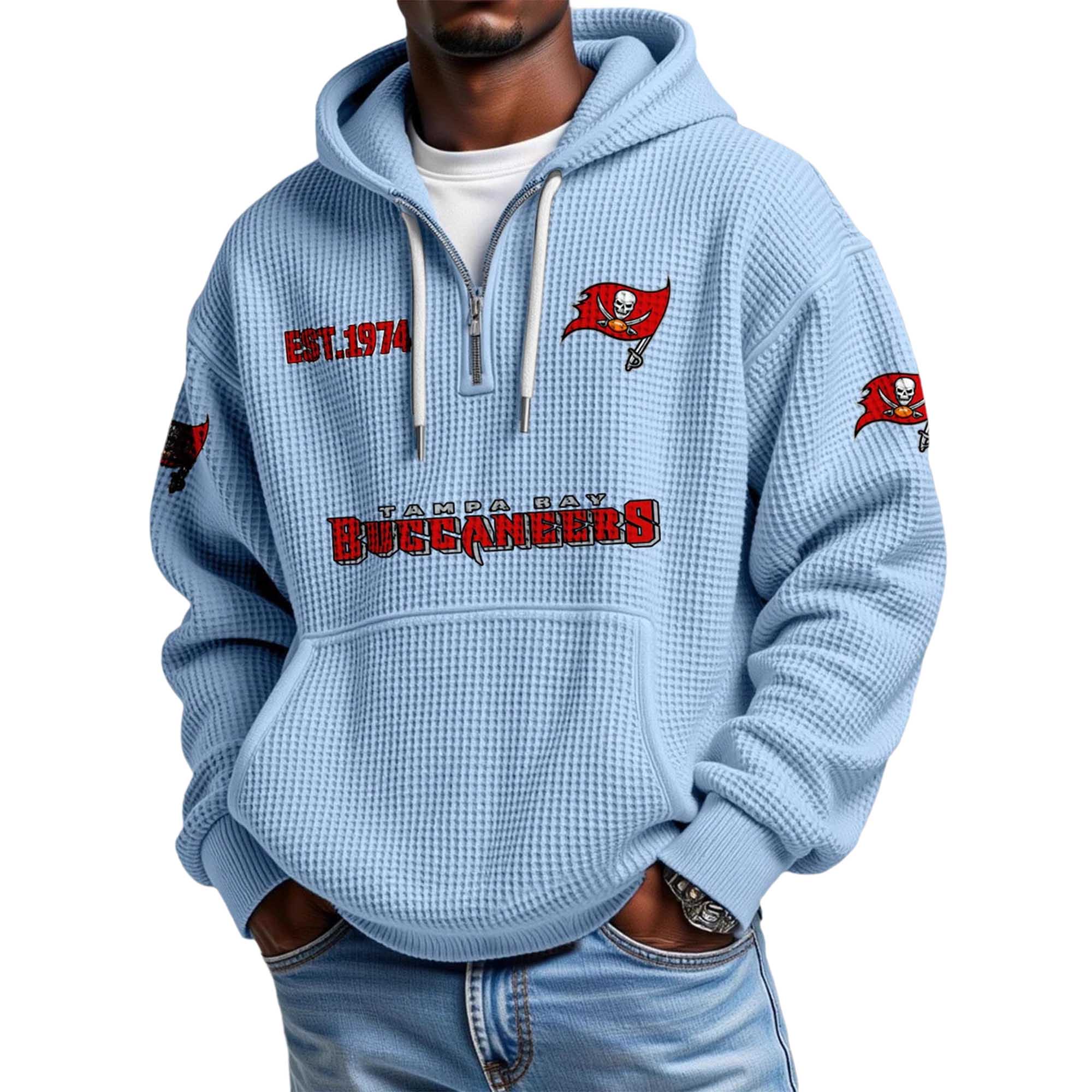Buccaneers EST 1974 Quarter Zip Waffle Hoodie