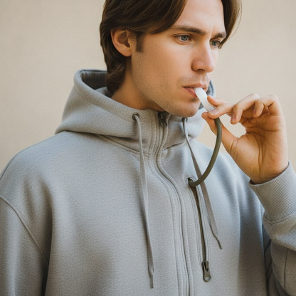 Built In Inflatable Pillow Full Zip Up Travel Hoodie