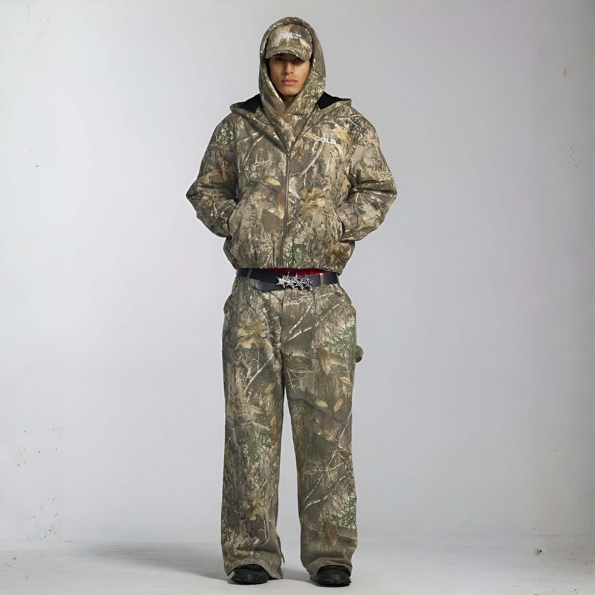 Camouflage Canvas Hooded Zip Jacket