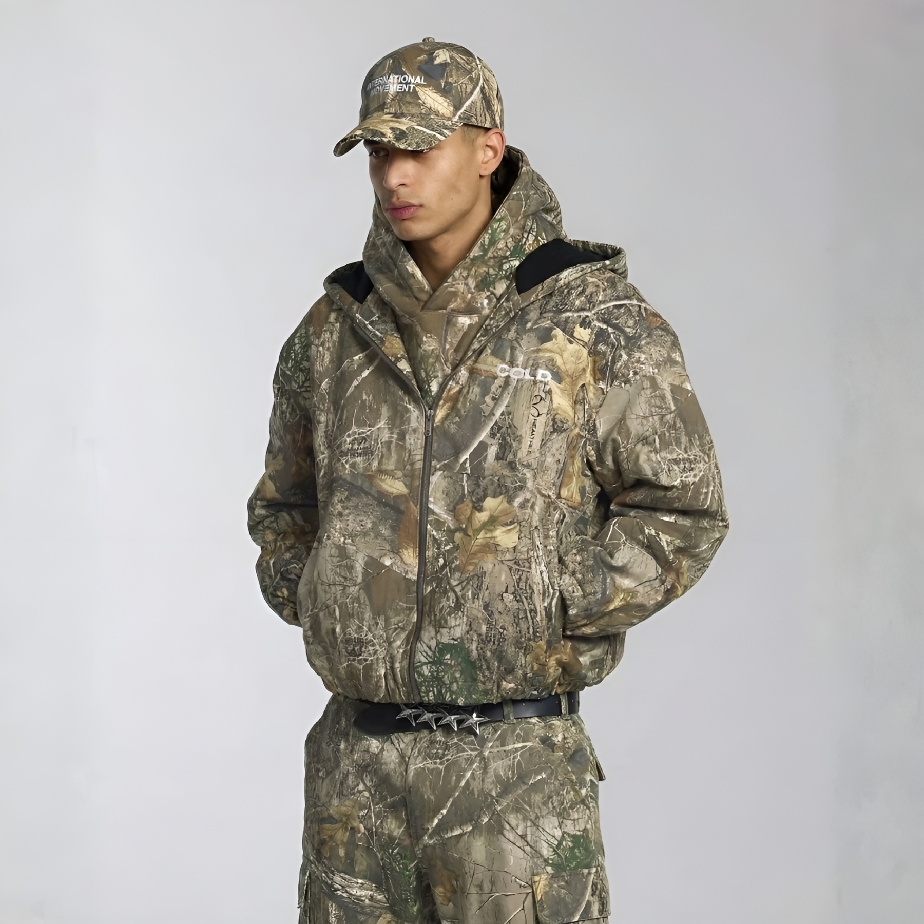 Camouflage Canvas Hooded Zip Jacket