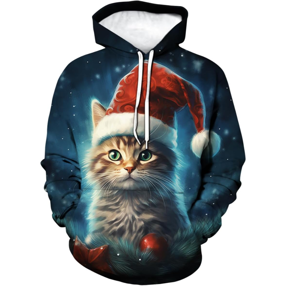 Casual Kangroo Pocket Pullover Christmas Hoodies 