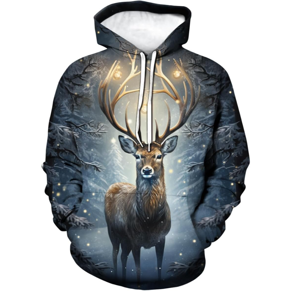 Casual Kangroo Pocket Pullover Christmas Hoodies 