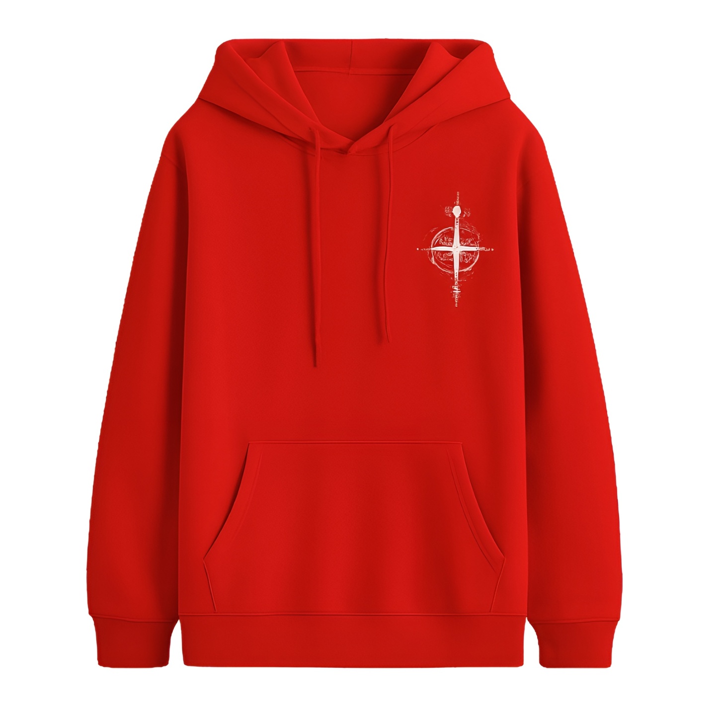 Casual Loose Fit Hoodie With Compass And Mountain Graphic Print For Men