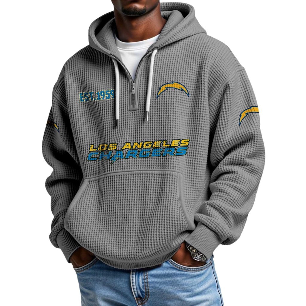 Personalized Los Angeles Chargers Themed Quarter Zip Hoodie