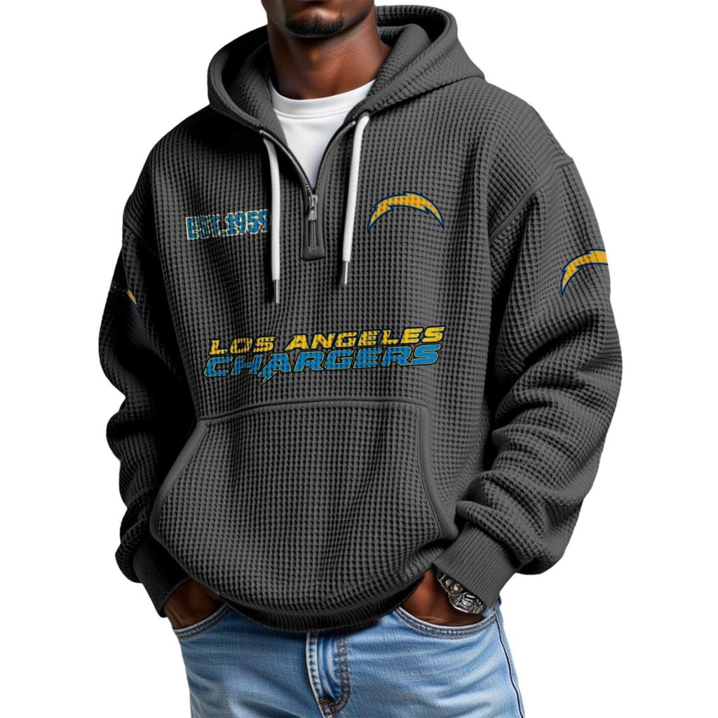 Personalized Los Angeles Chargers Themed Quarter Zip Hoodie