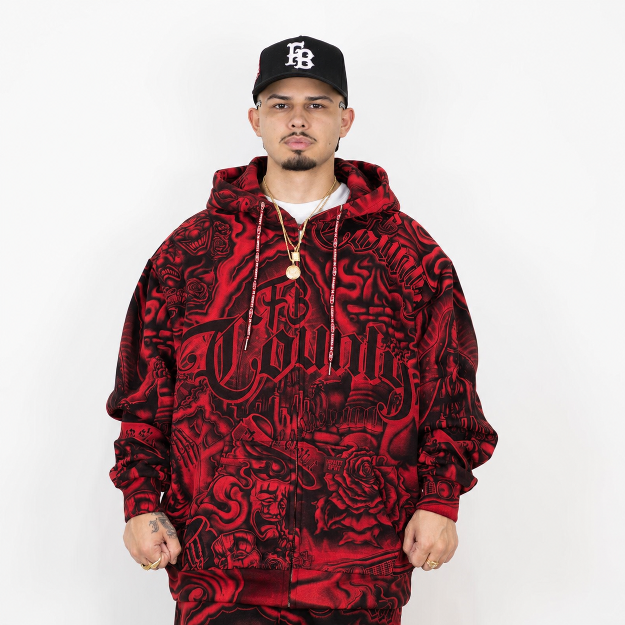 Oversized Gothic Graphic Hooded Sweatshirt for Men and Women
