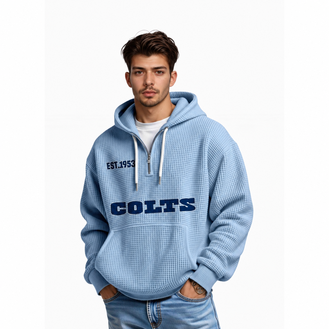 Indianapolis Colts Inspired Quarter Zip Hoodie