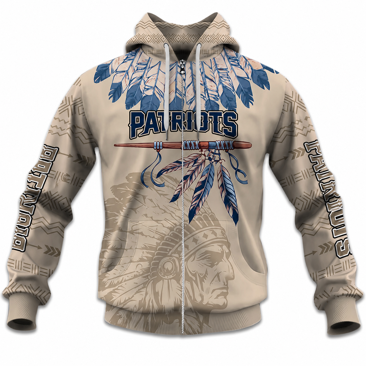 Personalized New England Patriots Football Team Themed Zipper Hoodie