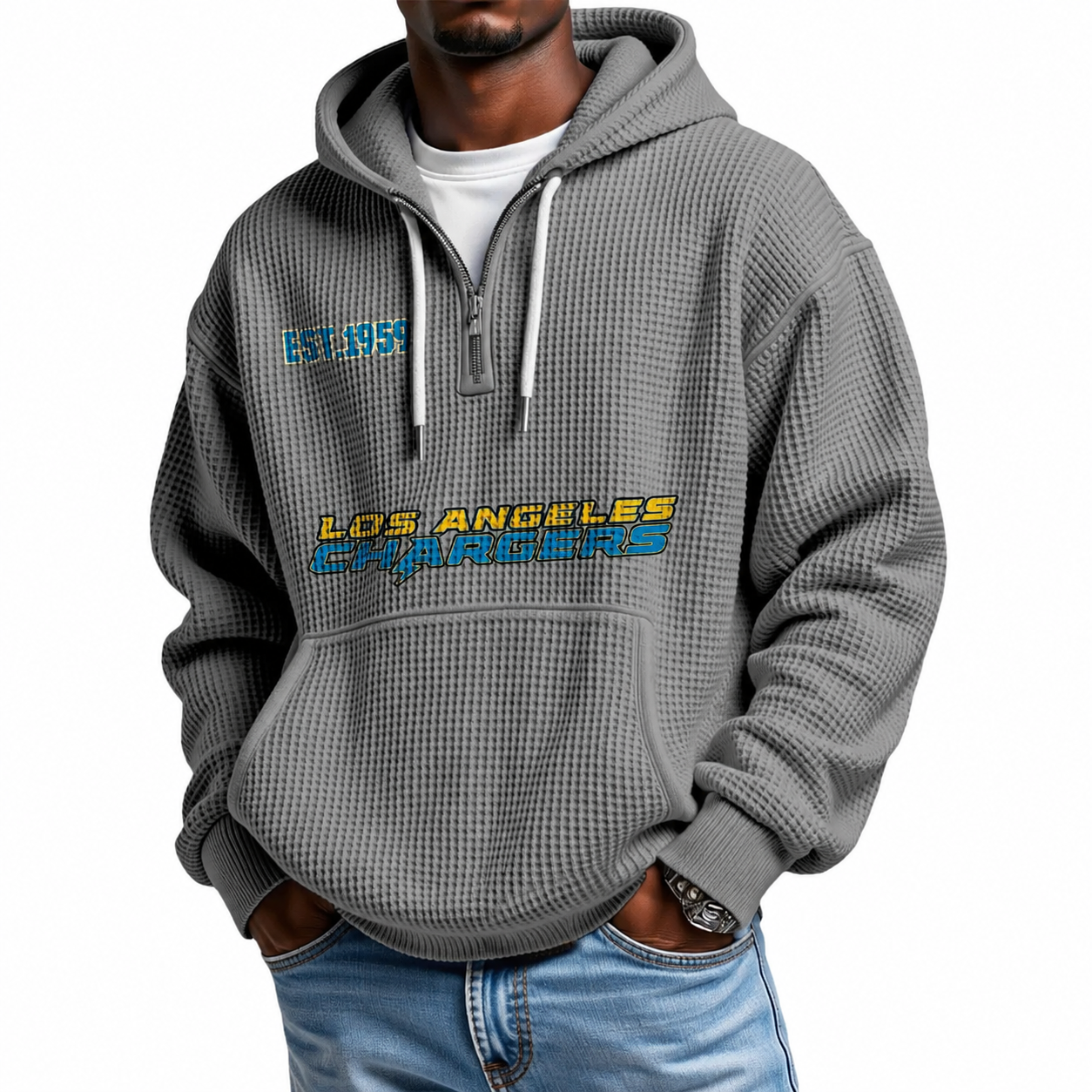Los Angeles Chargers Themed Quarter Zip Hoodie