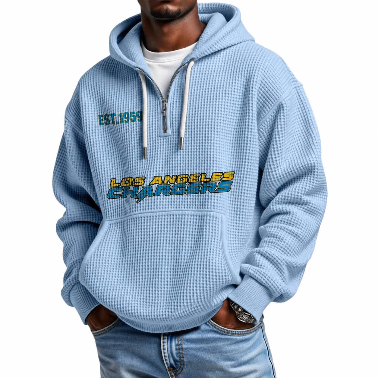 Los Angeles Chargers Themed Quarter Zip Hoodie