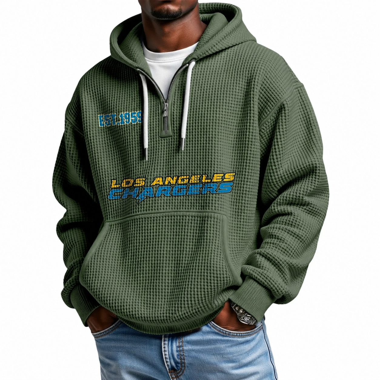 Los Angeles Chargers Themed Quarter Zip Hoodie