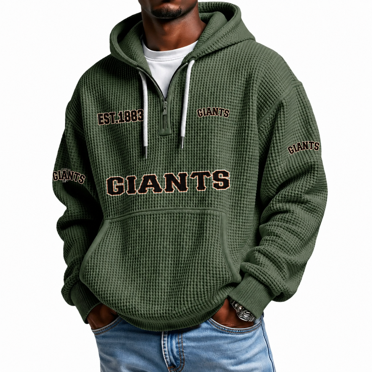 Giants EST 1883 Waffle Quarter Zip Hoodie