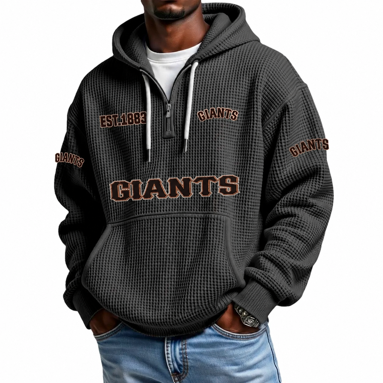 Giants EST 1883 Waffle Quarter Zip Hoodie