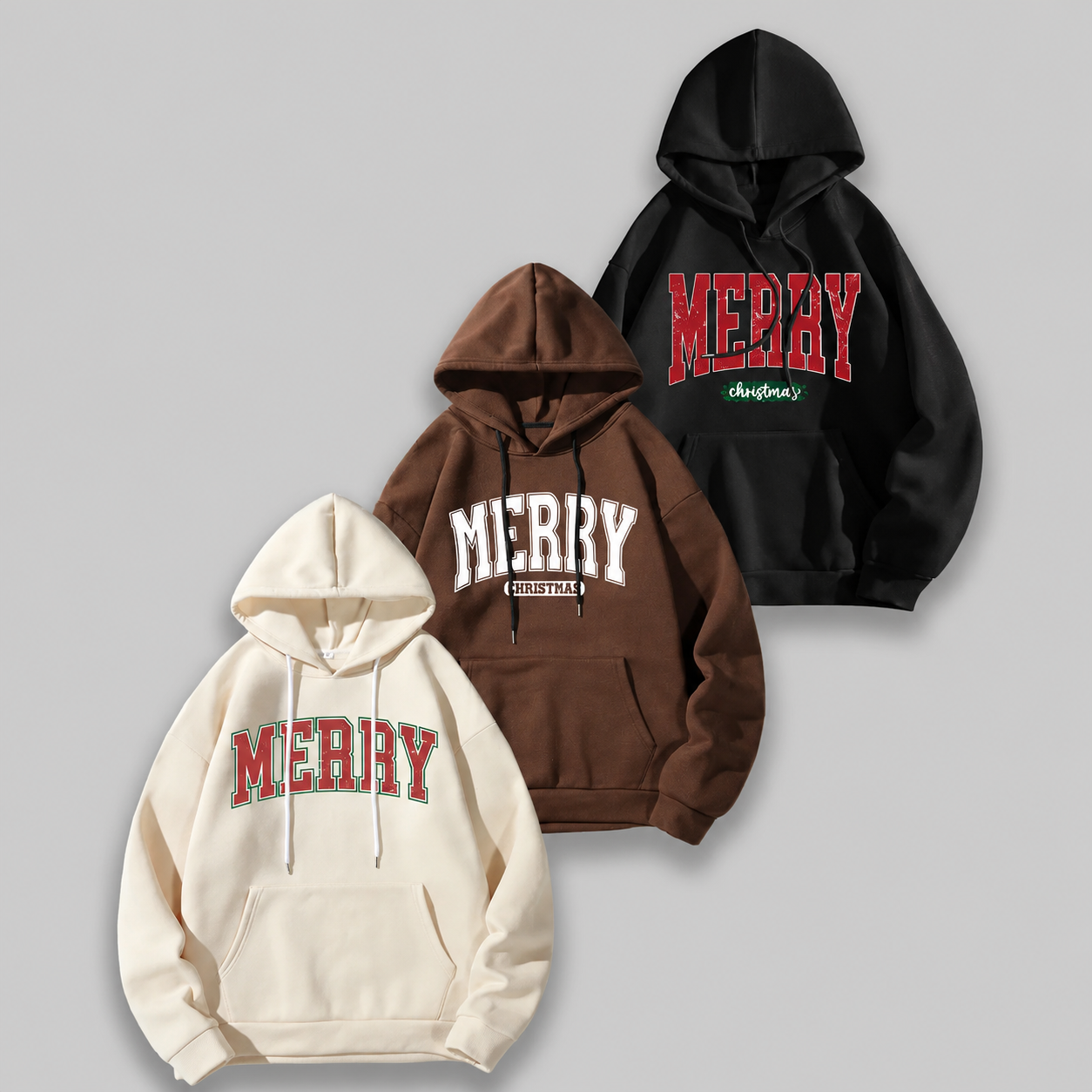 Pack of 3 Casual Loose Long Sleeve Hoodie With Front Pocket