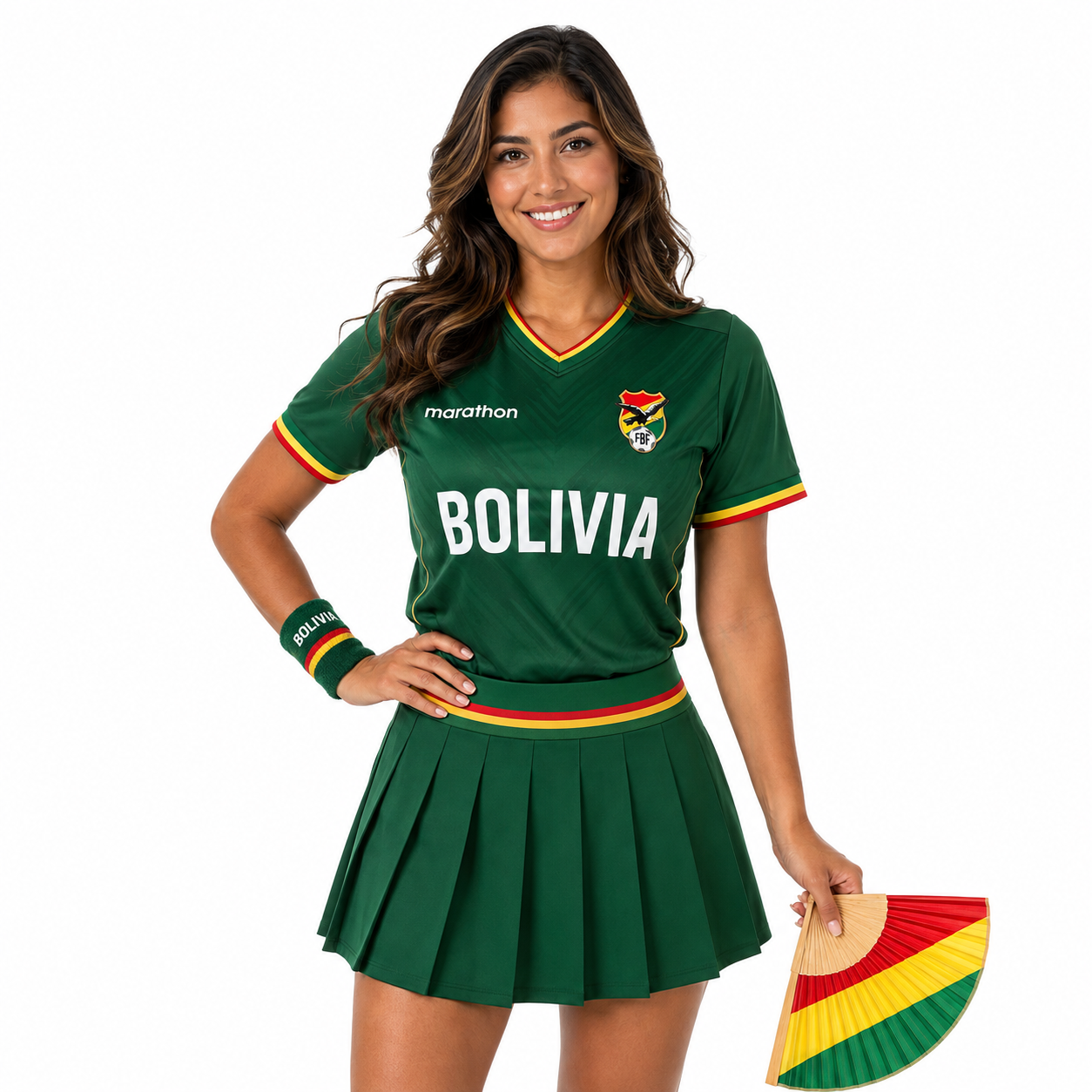 FIFA 2026 Bolivia Football Themed Two Piece Skirt Set For Women