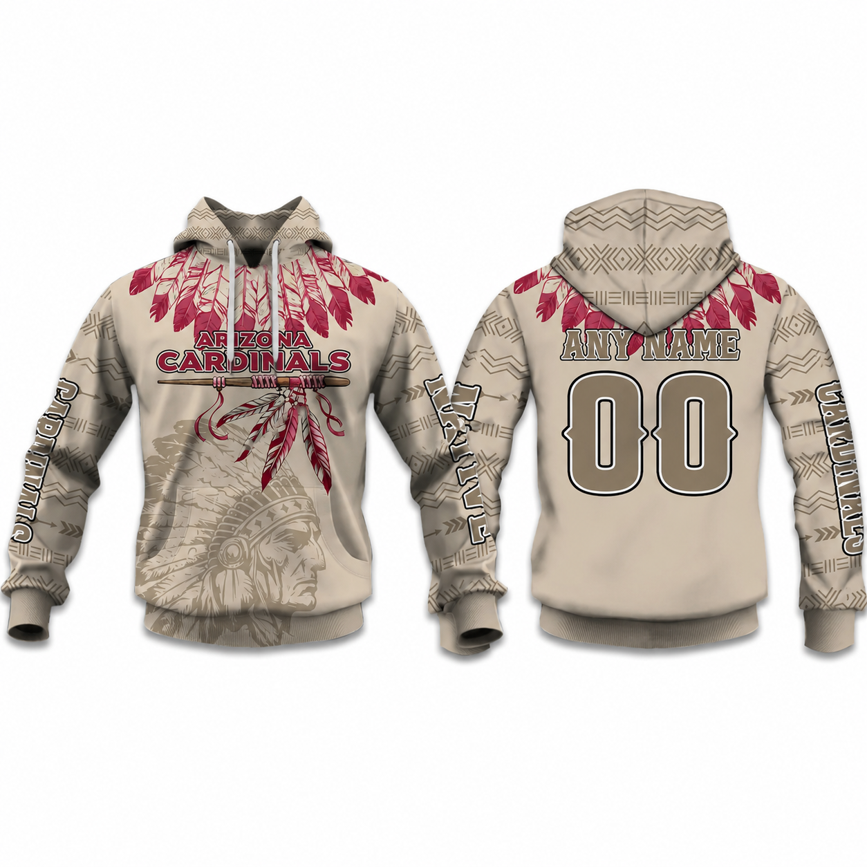 Personalized Native Heritage Themed Arizona Cardinals Football Fan Hoodie