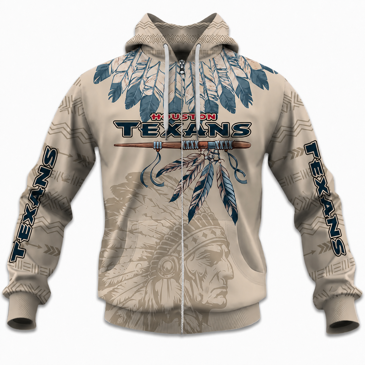 Personalized Houston Texans Football Inspired Zipper Hoodie