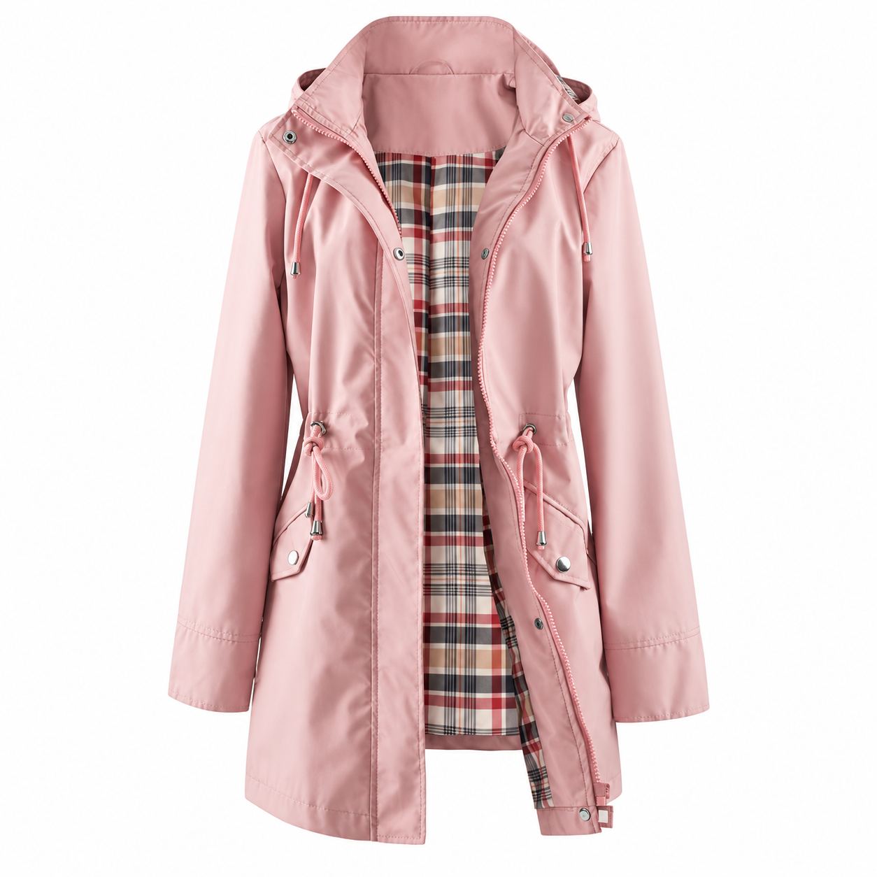 Casual Cinched Band Waterproof Jacket For Women