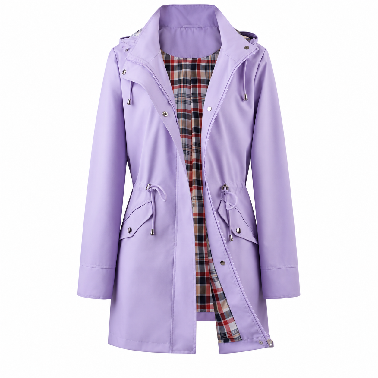 Casual Cinched Band Waterproof Jacket For Women