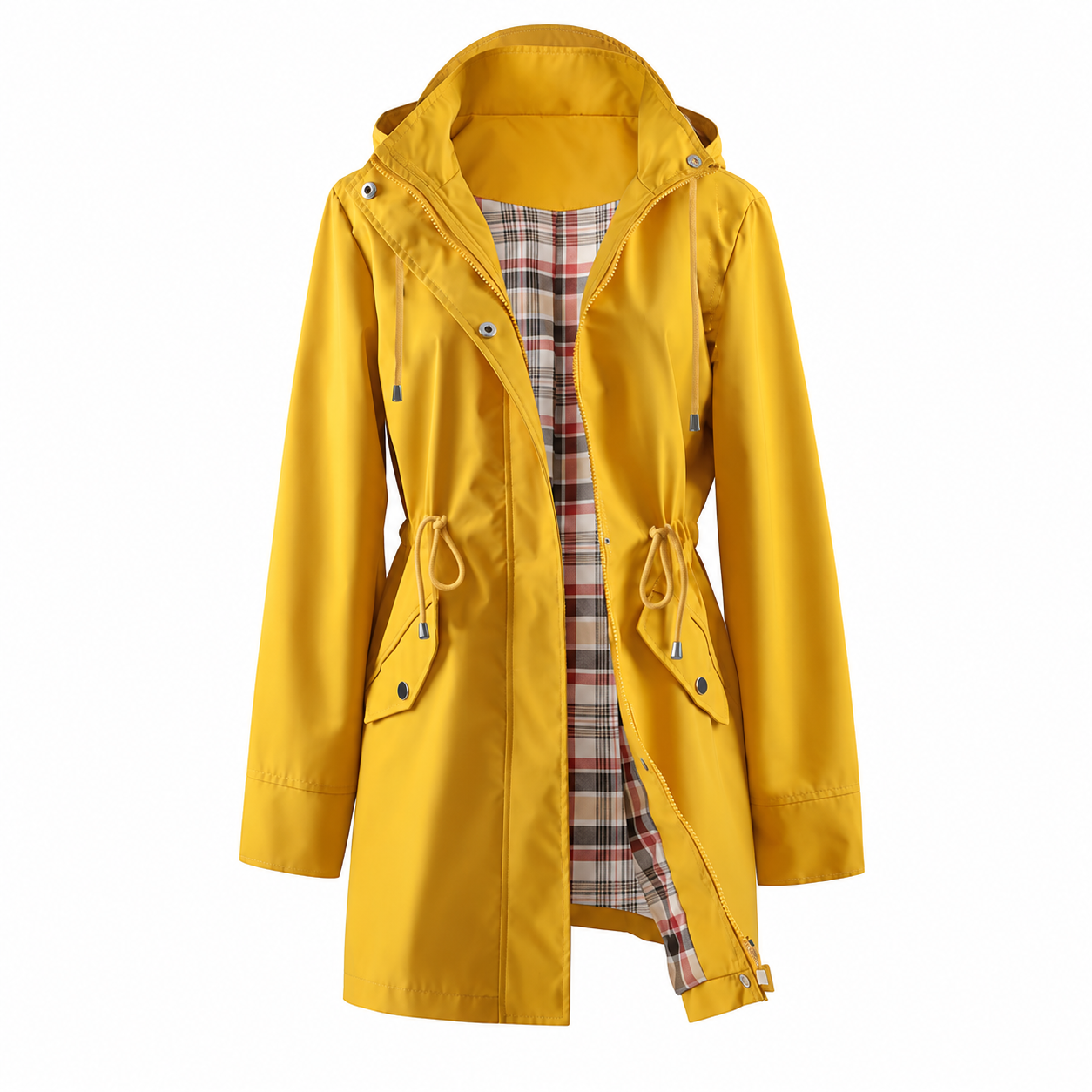 Casual Cinched Band Waterproof Jacket For Women