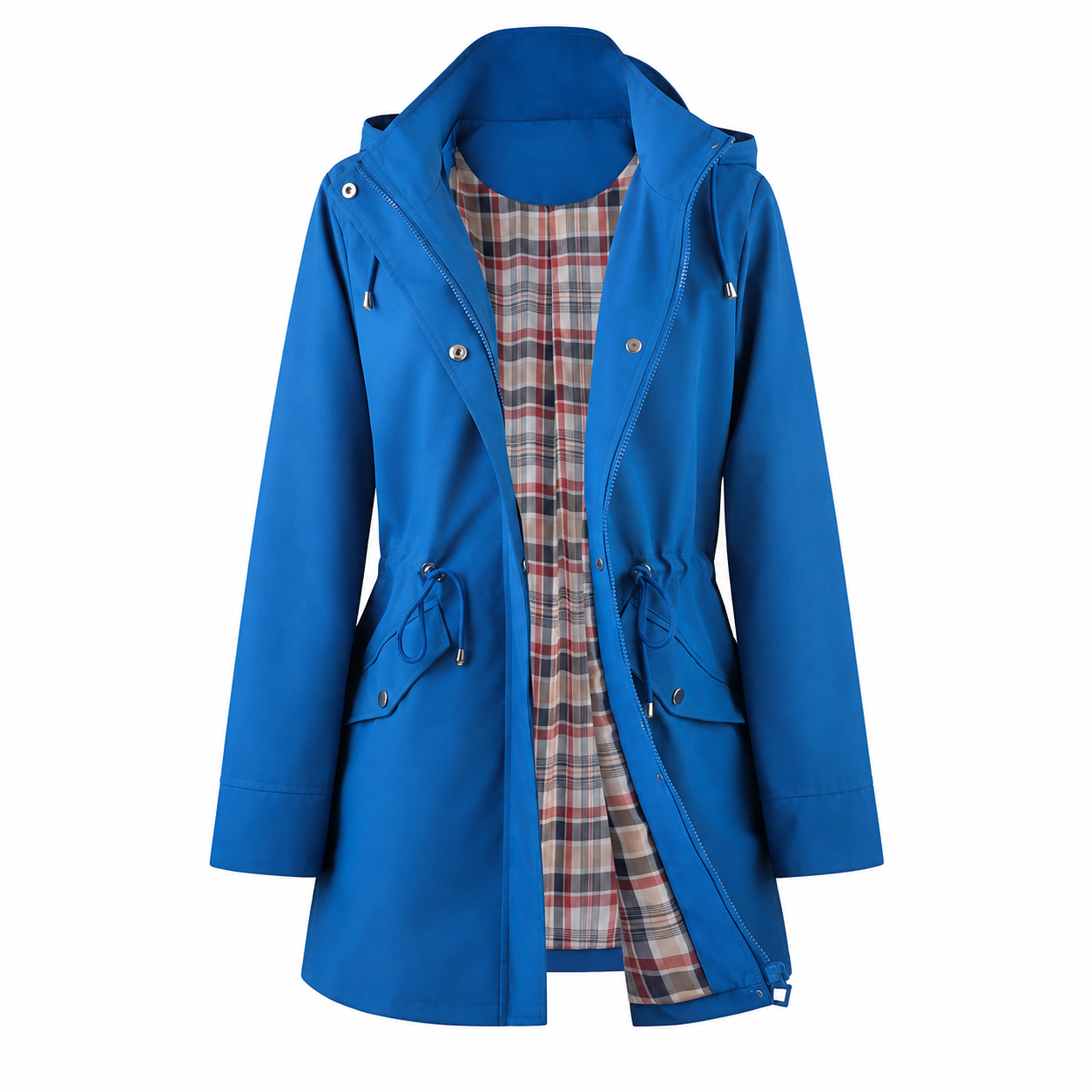 Casual Cinched Band Waterproof Jacket For Women