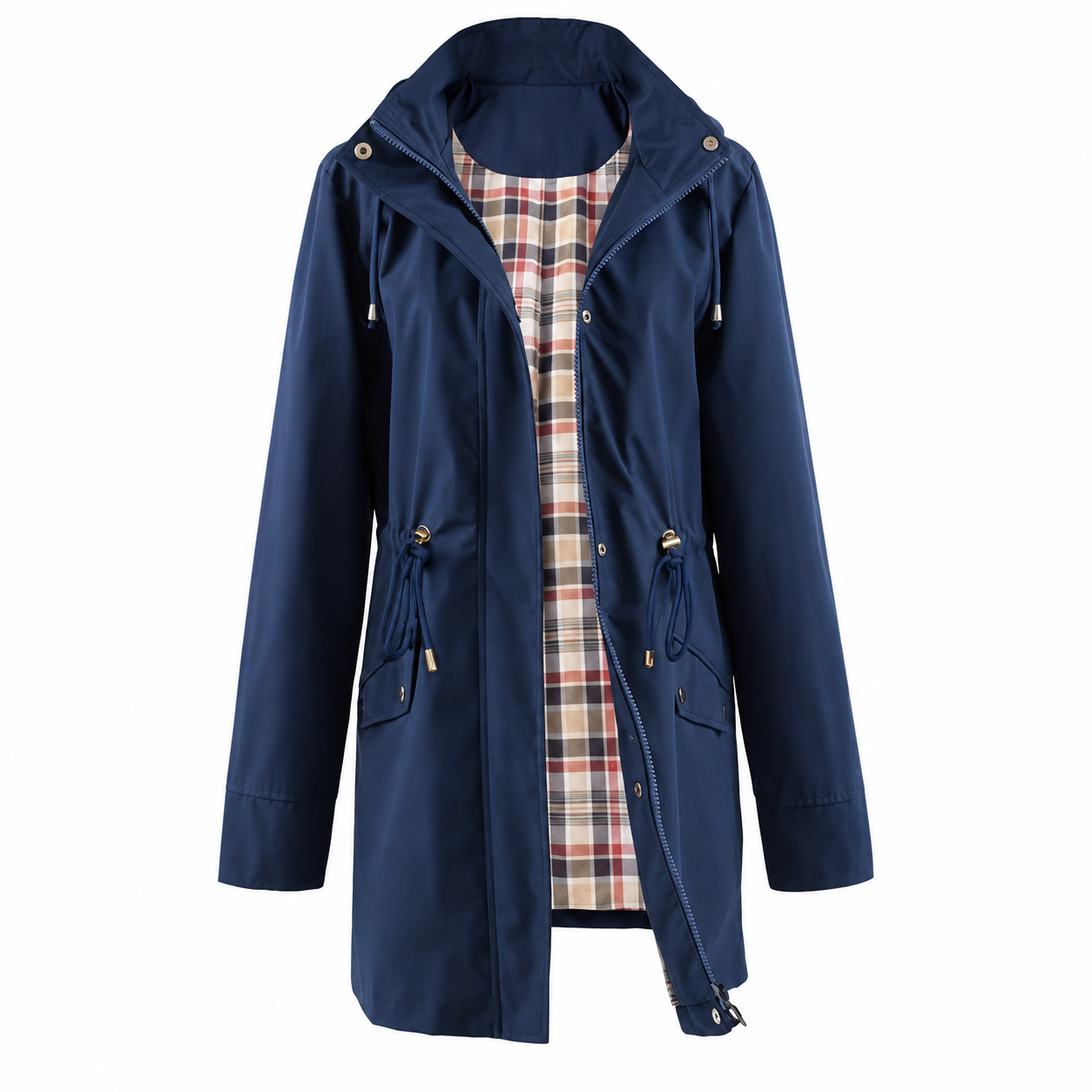 Casual Cinched Band Waterproof Jacket For Women