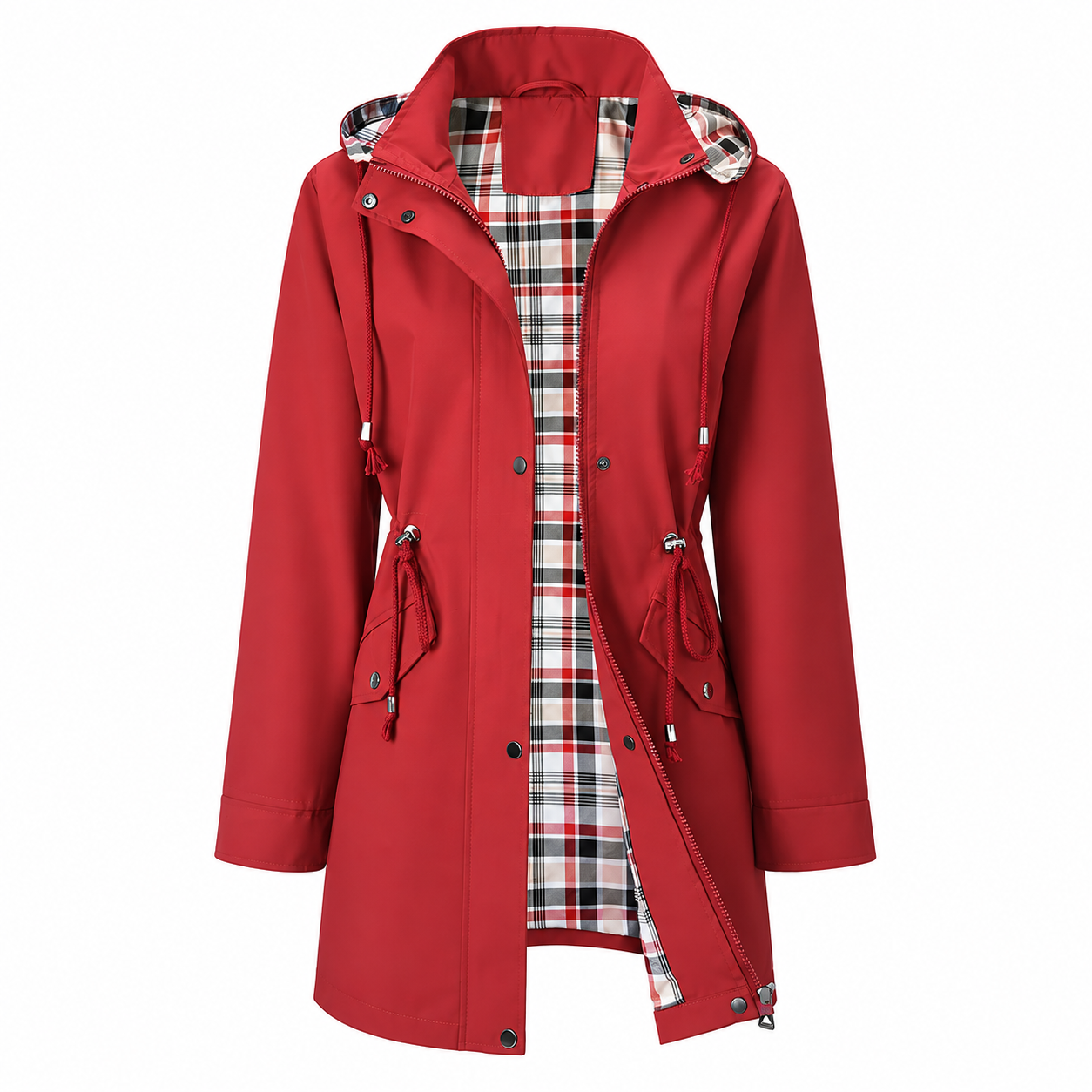 Casual Cinched Band Waterproof Jacket For Women