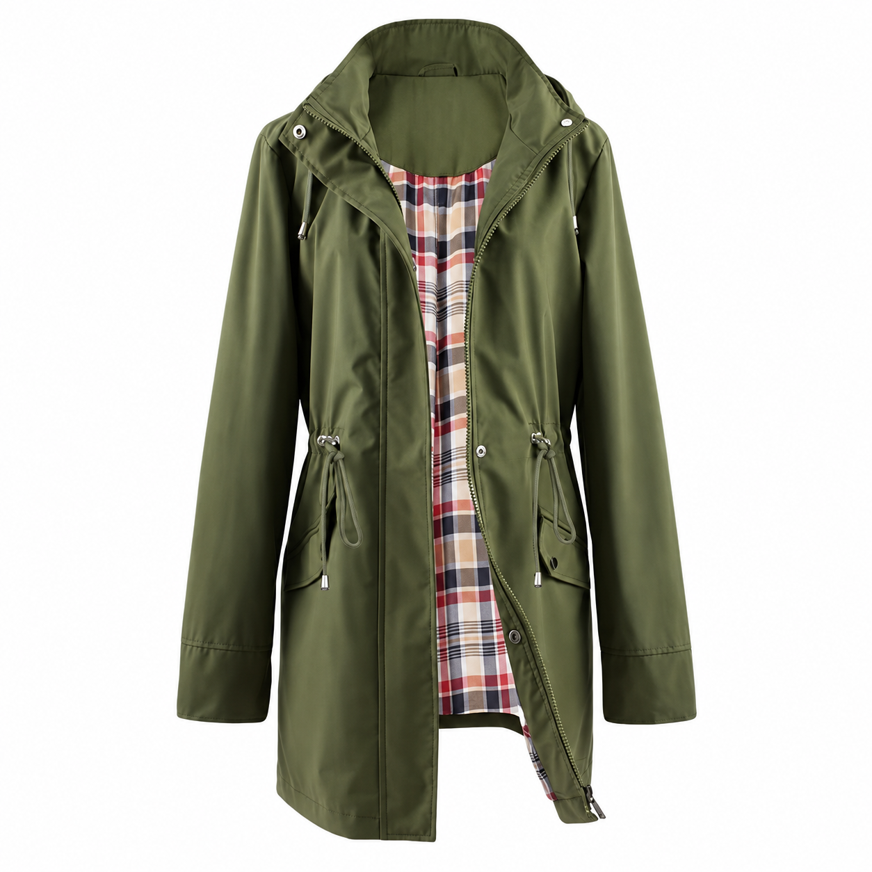 Casual Cinched Band Waterproof Jacket For Women