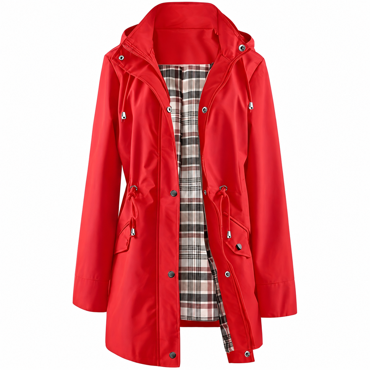 Casual Cinched Band Waterproof Jacket For Women