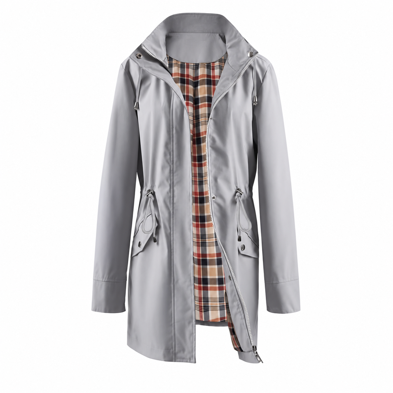 Casual Cinched Band Waterproof Jacket For Women