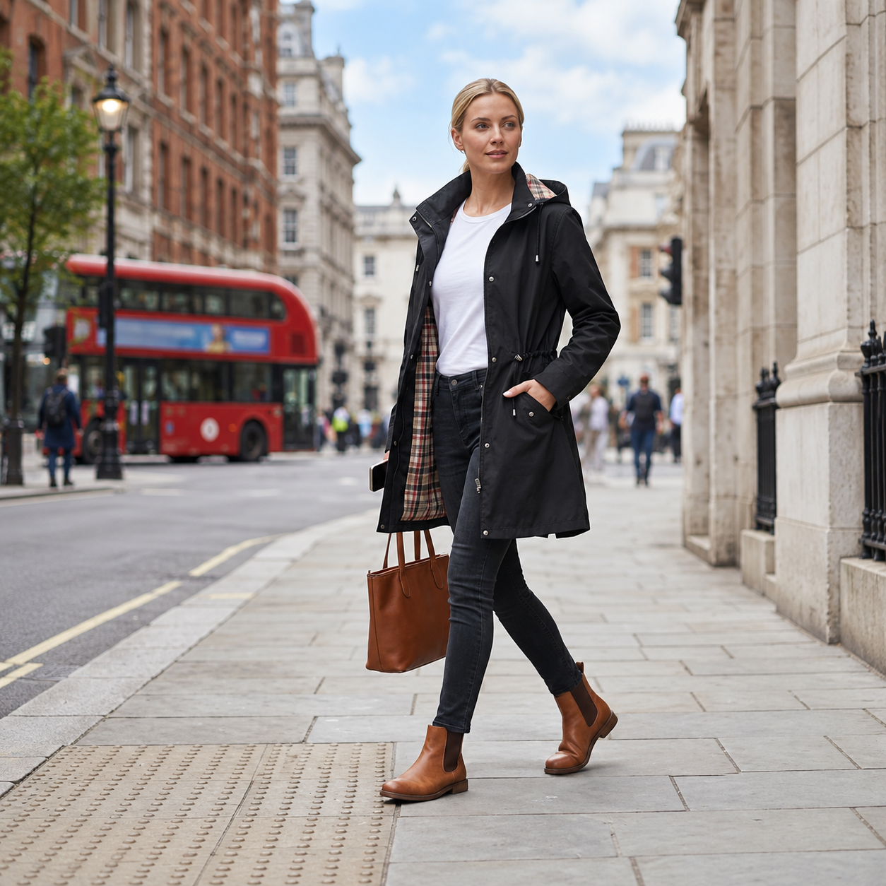 Casual Cinched Band Waterproof Jacket For Women
