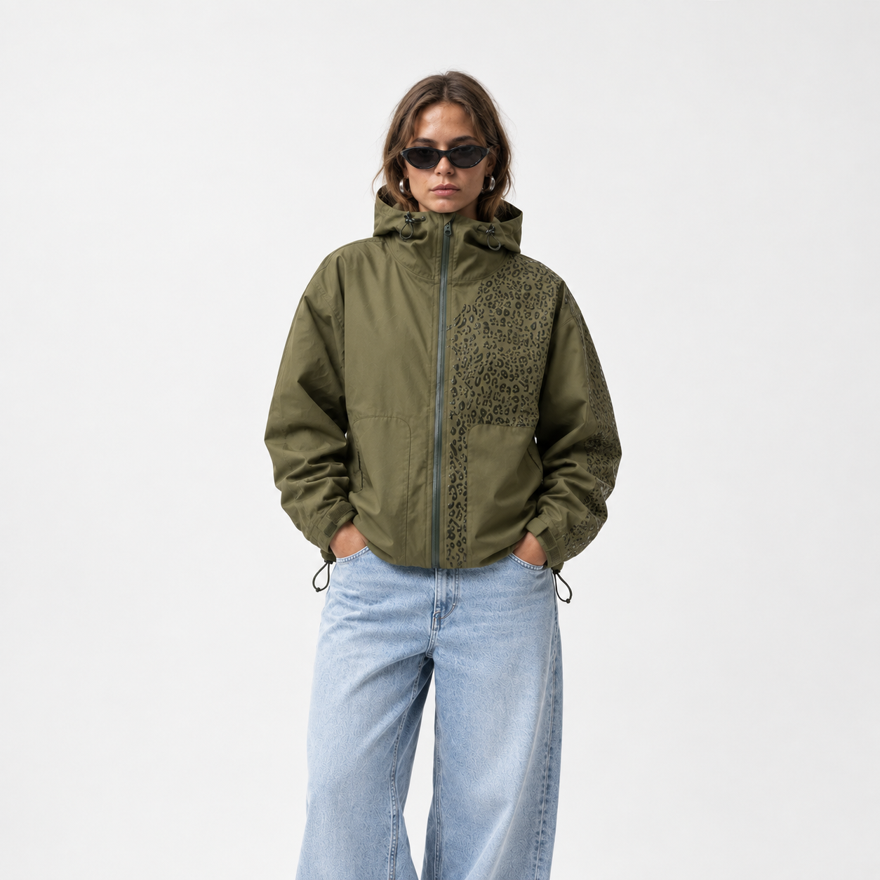Water Reactive Cheetah Print Rain Jacket for Women