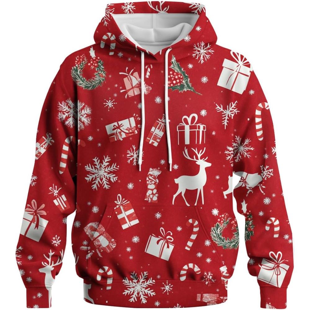 Christmas Themed Long Sleeve Pullover Hoodie