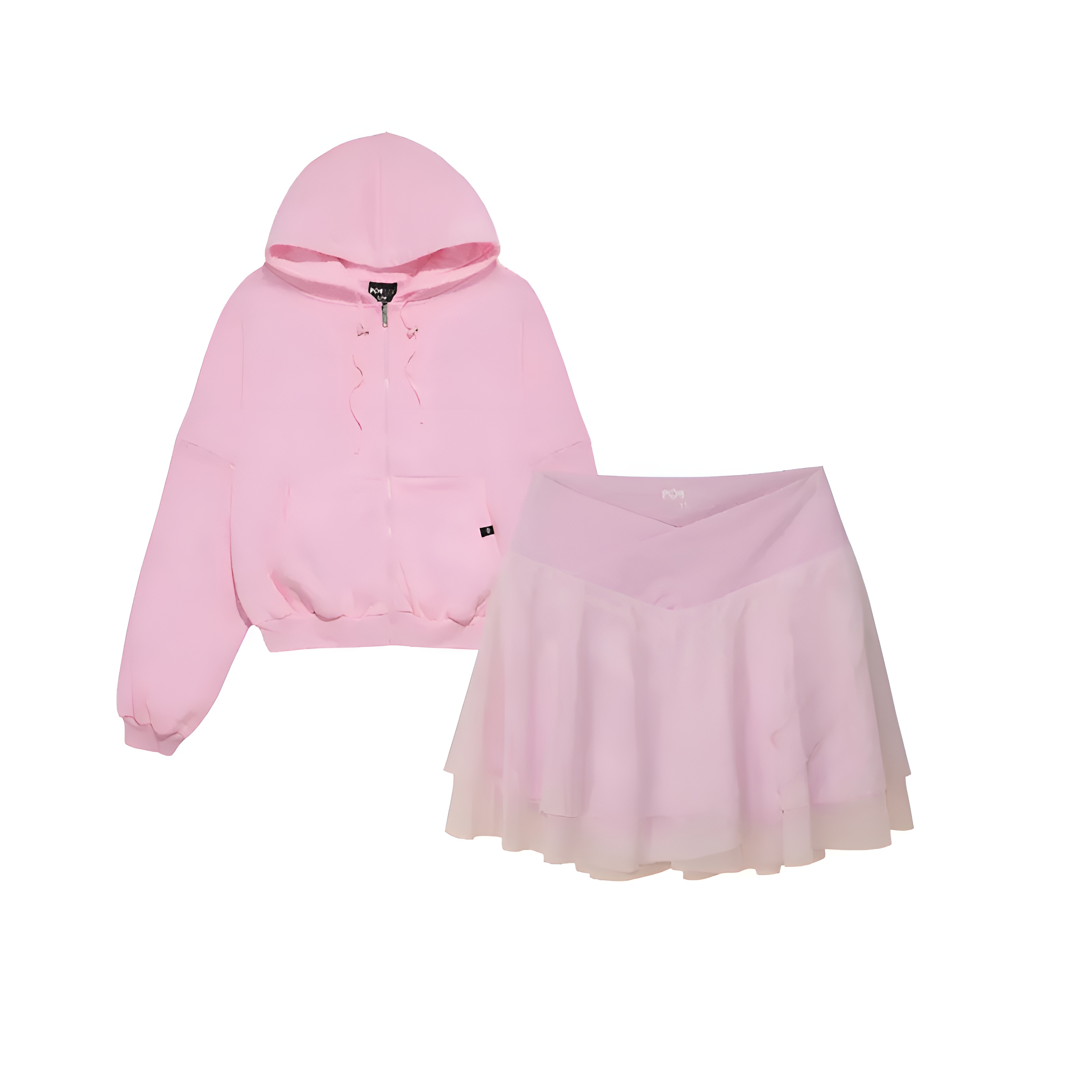 Crisscross Hourglass Juliet Ballet Skort And Zipper Cloud Hoodie Set