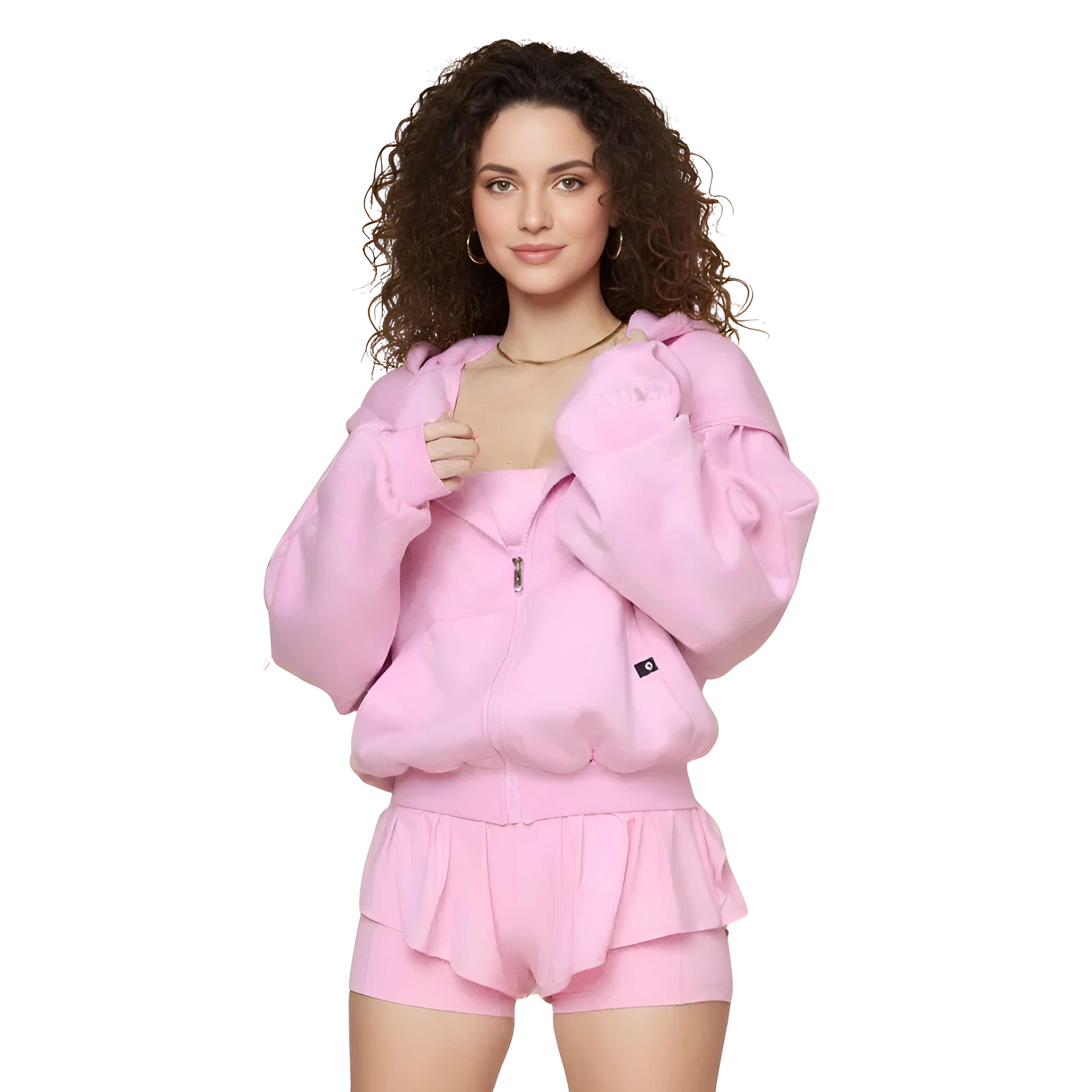Crisscross Hourglass Juliet Ballet Skort And Zipper Cloud Hoodie Set