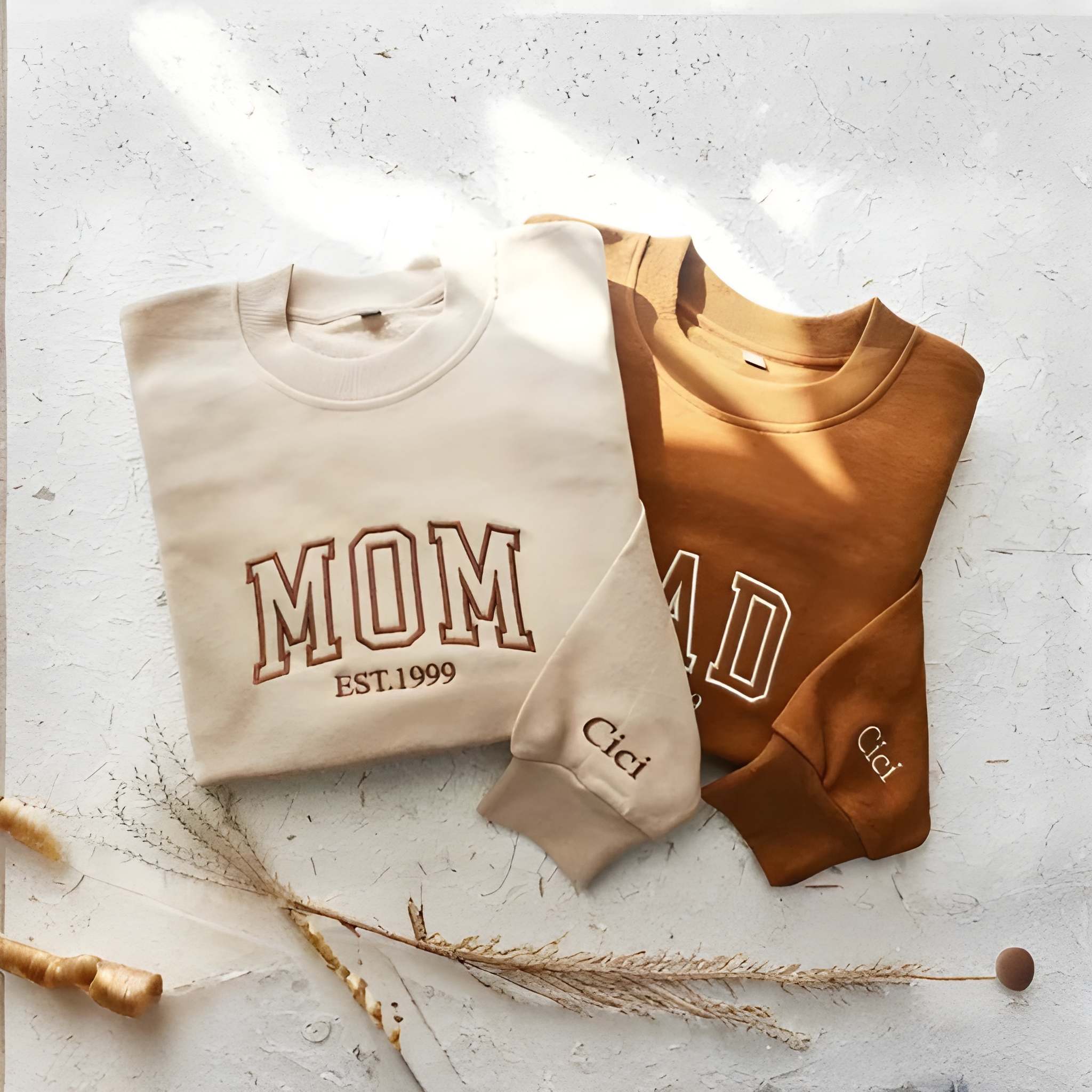 Custom Dad Mom Embroidery Sweatshirt 
