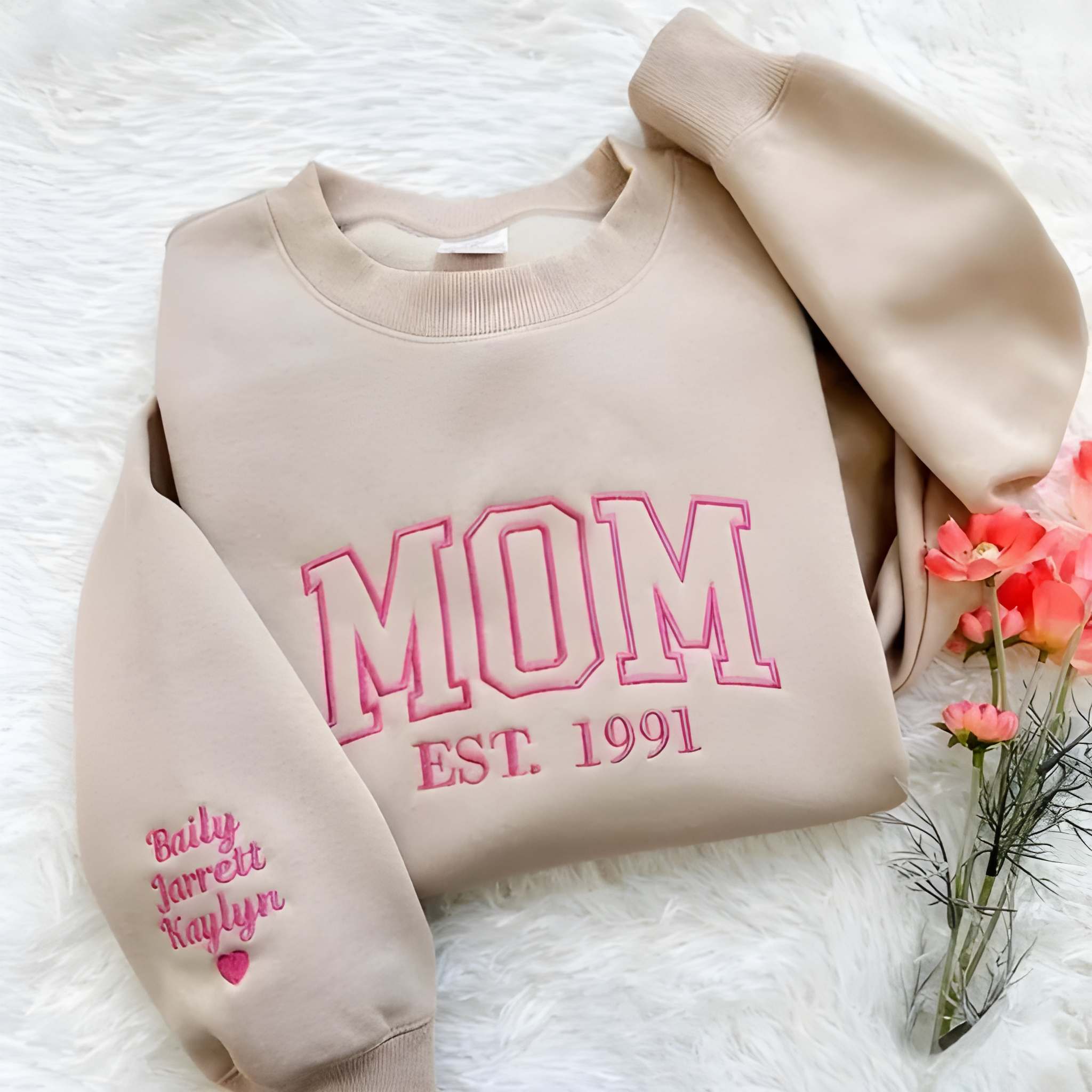 Custom Dad Mom Embroidery Sweatshirt 